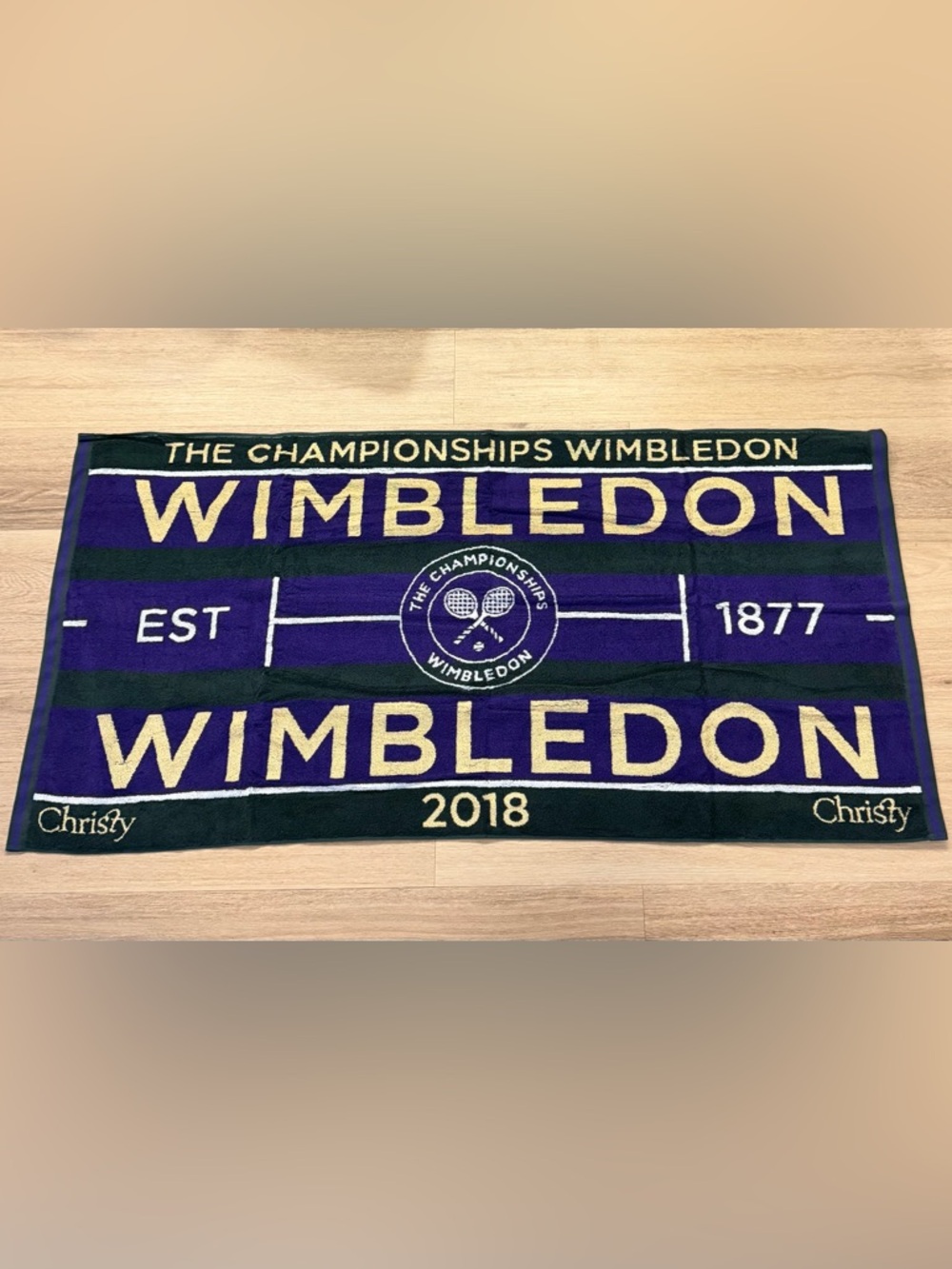 Christy Wimbledon 2018 Tennis Championships Sports Towel Green and Purple NWT